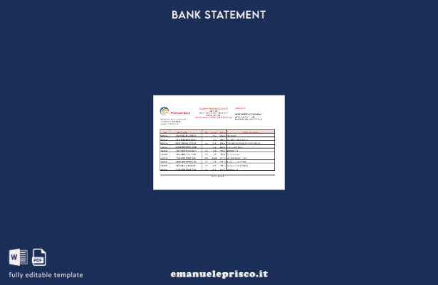 modello Excel di estratto conto bancario Procredit Moldova in stile verificato